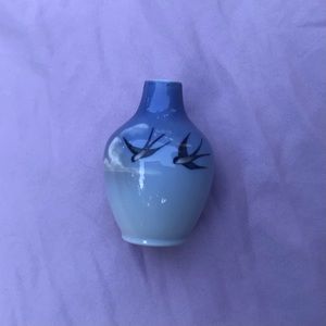 Royal Copenhagen violet blue mini vase with birds art